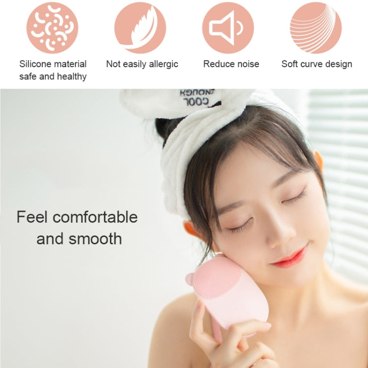 3life-320 2W Cute Bear Portable Electric Sonic Vibration Silicone Facial Wash Brush Cleaner Beauty Massager with Base, DC 5V
