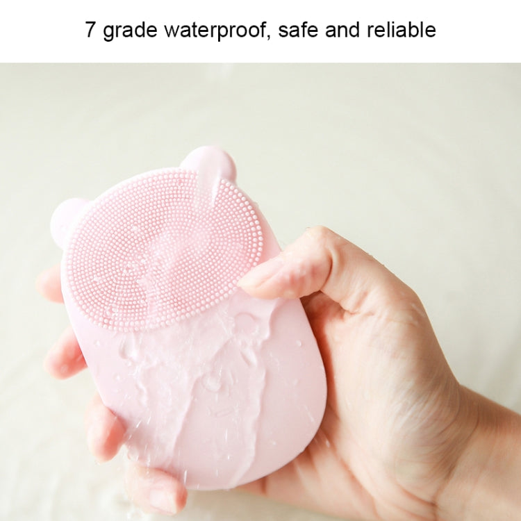 3life-320 2W Cute Bear Portable Electric Sonic Vibration Silicone Facial Wash Brush Cleaner Beauty Massager with Base, DC 5V