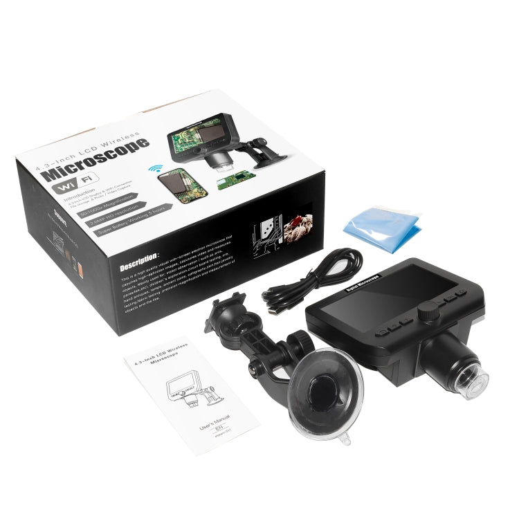 inskam317 1080P 4.3 inch LCD Screen WiFi HD Digital Microscope, Sucker Bracket