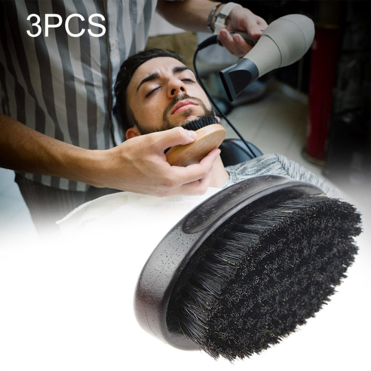 3 PCS MasterLee Men Beard Care Brush Hardwood Handle Wild Boar Bristle Comb(Black)