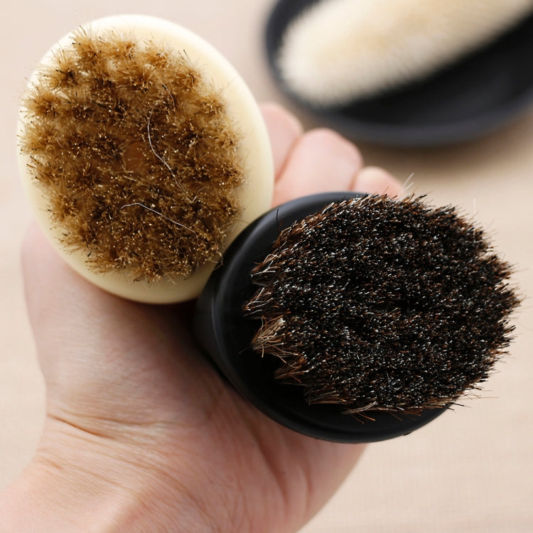 3 PCS Men Ring Design Portable Boar Brush White ABS Haircut Cleaning Shaving Brush