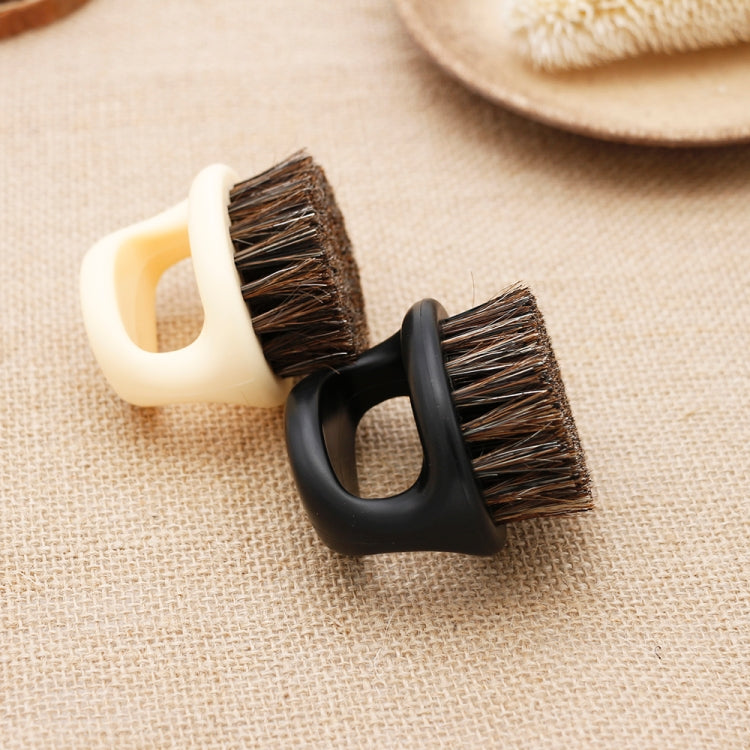 3 PCS Men Ring Design Portable Boar Brush White ABS Haircut Cleaning Shaving Brush