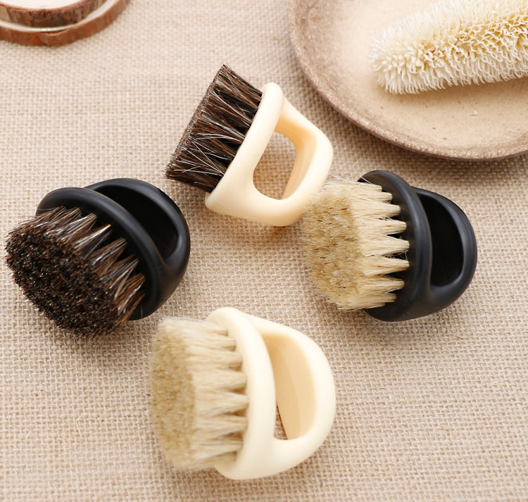 3 PCS Men Ring Design Portable Boar Brush White ABS Haircut Cleaning Shaving Brush