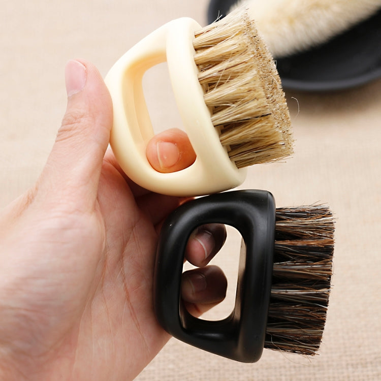 3 PCS Men Ring Design Portable Boar Brush White ABS Haircut Cleaning Shaving Brush