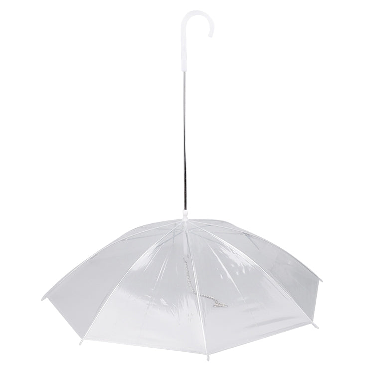 Fashion Transparent PE Pet Umbrella Small Dog Umbrella Rain Gear with Dog Chain