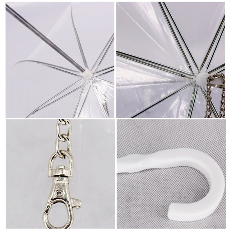 Fashion Transparent PE Pet Umbrella Small Dog Umbrella Rain Gear with Dog Chain