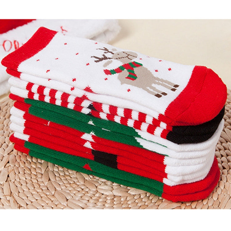 6 Pairs Christmas Children Cotton Socks Anti-pilling Thickening, for Foot Length About: 7~9cm