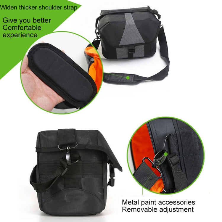 Portable Waterproof Nylon Surface Material Outdoor Sports Sling Shoulder Bag Handheld DSLR Camera Bag Bag with Adjustable Detachable Shoulder Strap for GoPro, SJCAM, Nikon, Canon, Xiaomi Xiaoyi YI, Size: 24.5*14*19cm(Black)