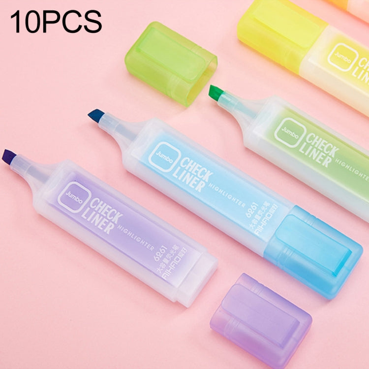 10 PCS Creative Color Tilt Head Highlighter Students Marker Pen Office Supplies, Random Color Delivery