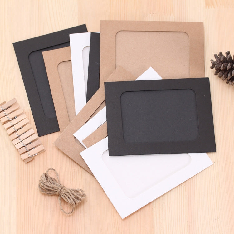 90 PCS / 10 Sets Creative DIY 6 inch Kraft Paper Wall Hanging Photo Frames with Clips & Rope