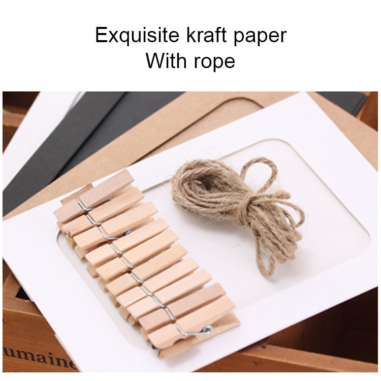 90 PCS / 10 Sets Creative DIY 6 inch Kraft Paper Wall Hanging Photo Frames with Clips & Rope