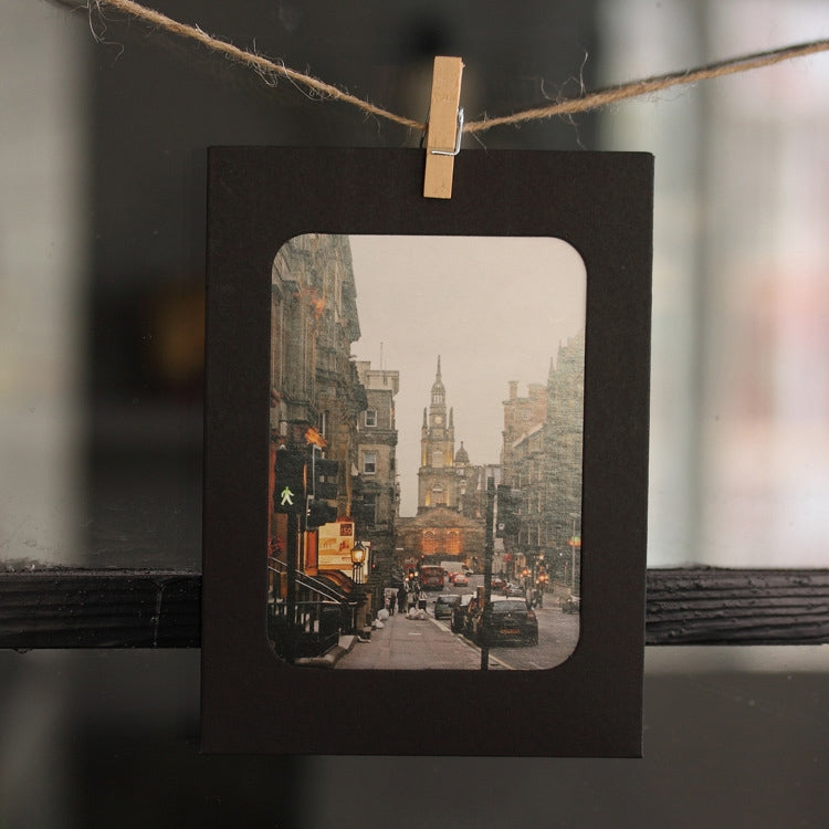 90 PCS / 10 Sets Creative DIY 6 inch Kraft Paper Wall Hanging Photo Frames with Clips & Rope