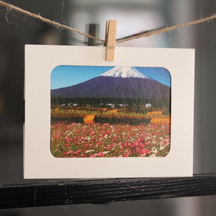 90 PCS / 10 Sets Creative DIY 6 inch Kraft Paper Wall Hanging Photo Frames with Clips & Rope