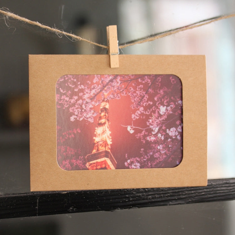90 PCS / 10 Sets Creative DIY 6 inch Kraft Paper Wall Hanging Photo Frames with Clips & Rope