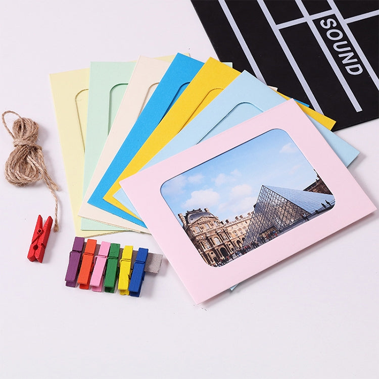 70 PCS / 10 Sets Creative DIY 6 inch Coloured Wall Hanging Photo Frames with Clips & Rope