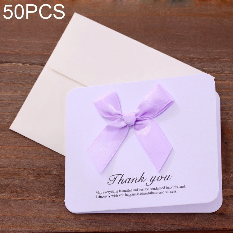 50 PCS Festival Creative Universal Bowknot Greeting Cards with Envelope