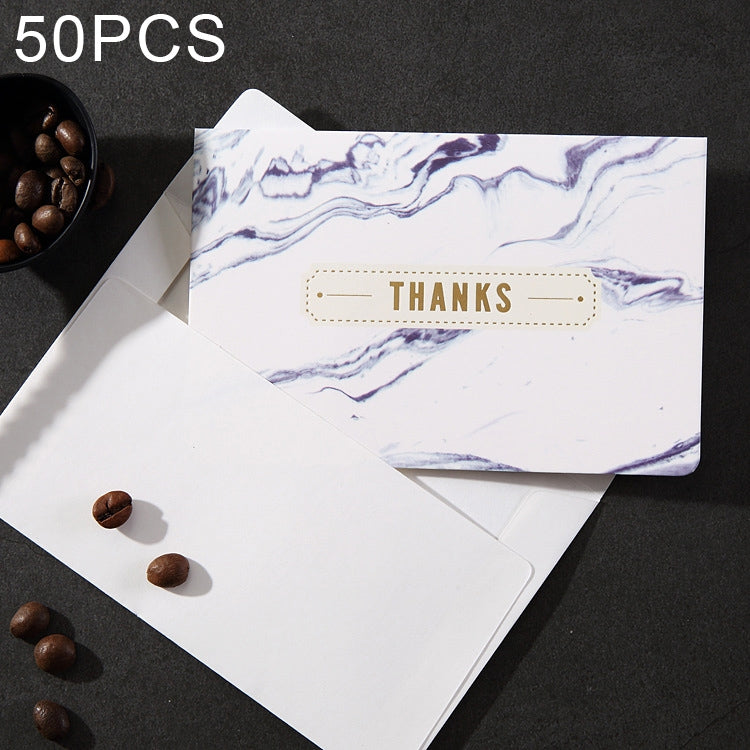 50 PCS Creative Festival Universal Marbling Greeting Cards with Envelope (THANKS)