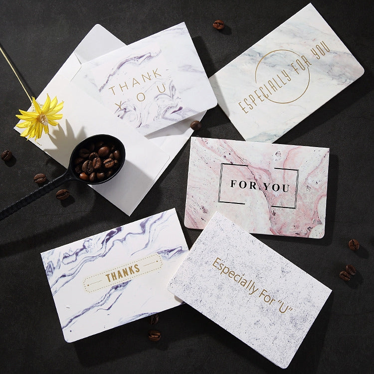 50 PCS Creative Festival Universal Marbling Greeting Cards with Envelope (THANKS)