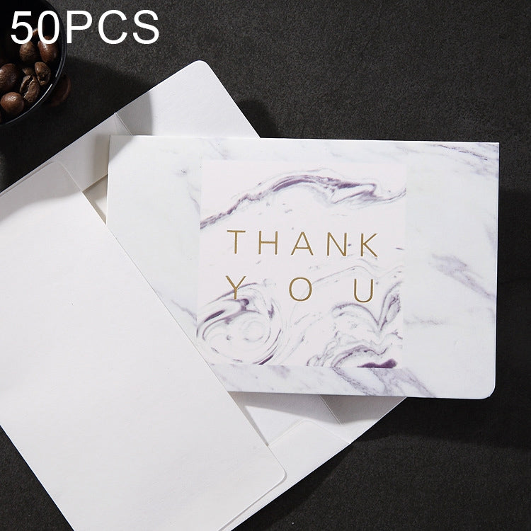 50 PCS Creative Festival Universal Marbling Greeting Cards with Envelope (THANK YOU)