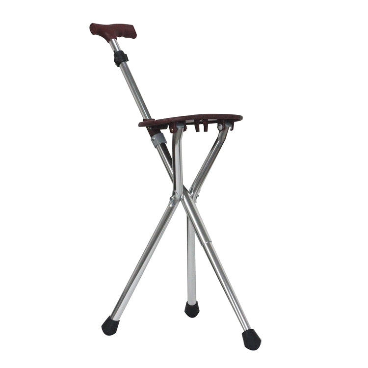 911B Outdoor Portable Folding Adjustable Aluminum Alloy Elderly Leisure Climbing Cane Stool with Seat & Cane