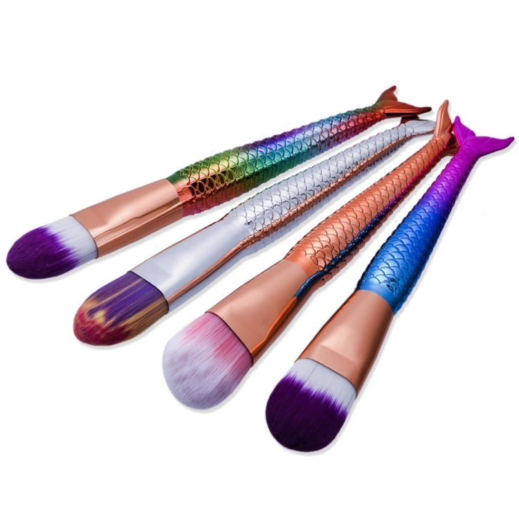 Mermaid Style Plastic Handle Makeup Brush Cosmetic Foundation Cream Powder Blush Makeup Tool