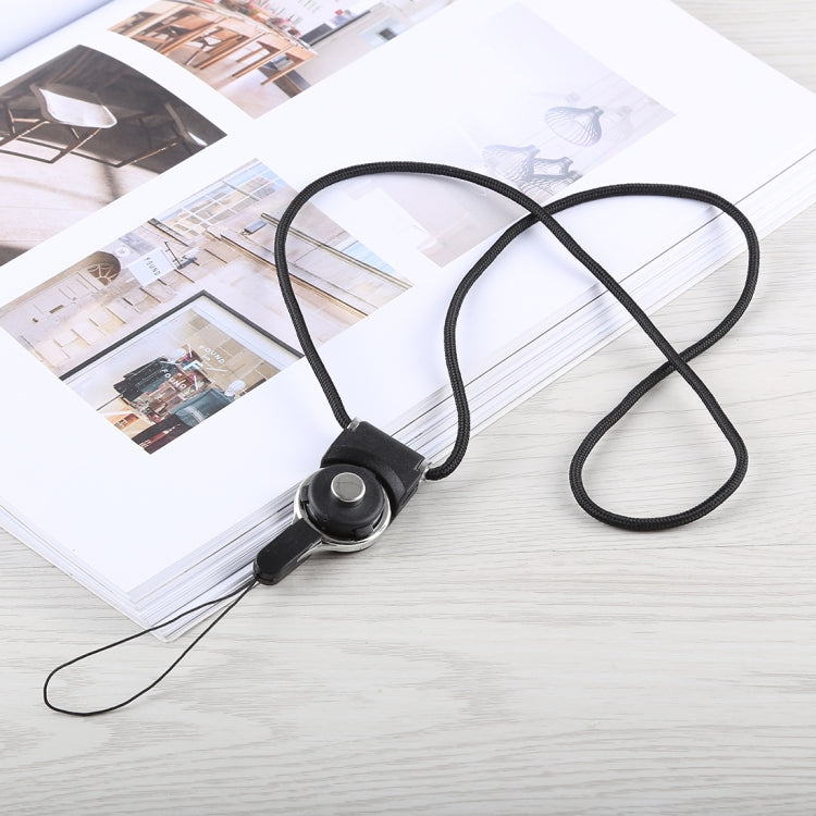 Rotating Buckle Split Lanyard Long Neck Hanging Detachable Mobile Phone Strap(Black)