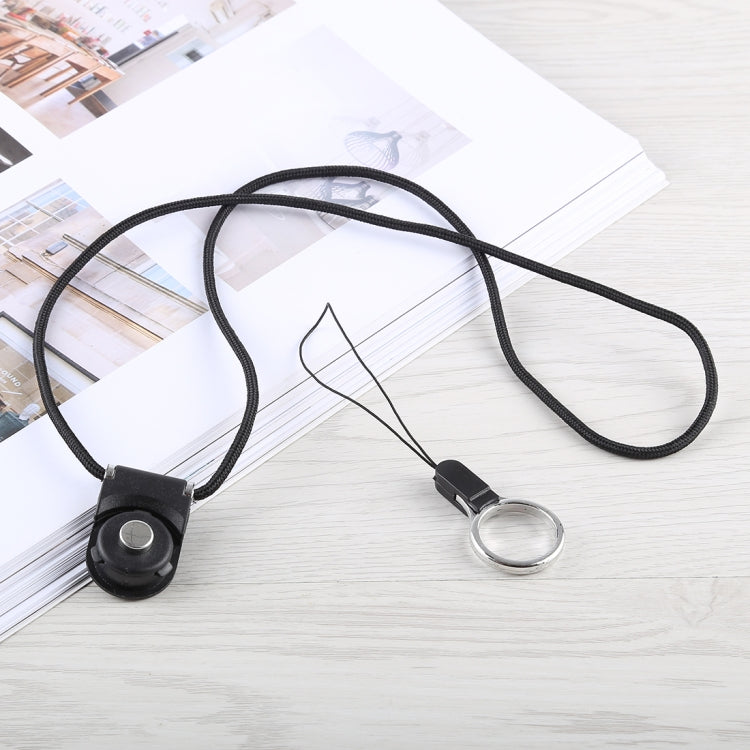 Rotating Buckle Split Lanyard Long Neck Hanging Detachable Mobile Phone Strap(Black)