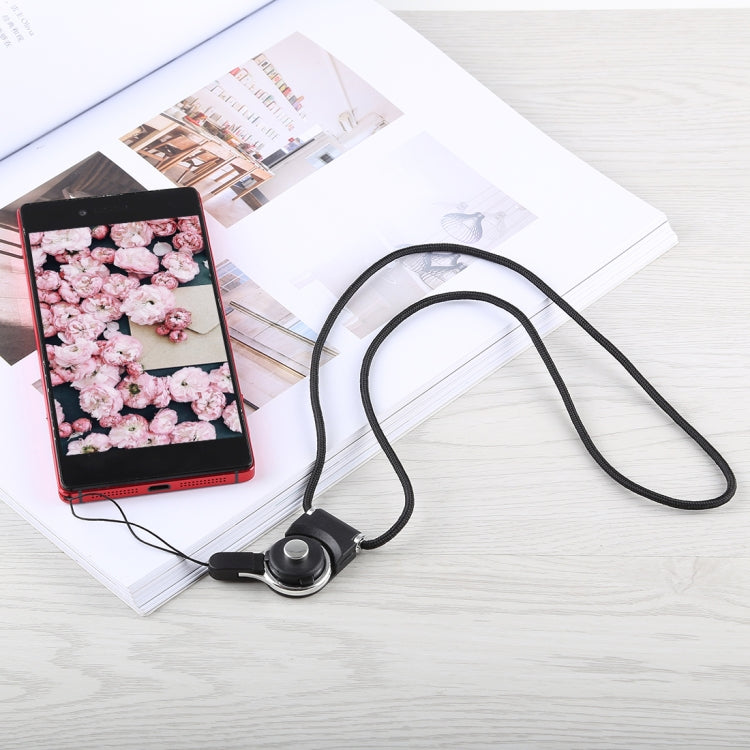 Rotating Buckle Split Lanyard Long Neck Hanging Detachable Mobile Phone Strap(Black)