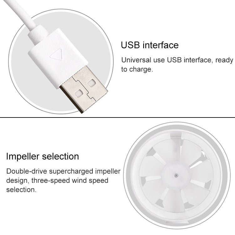 FREEDO Multi-function Adjustable Free Shaking Head Design USB Charging Desktop Electric Fan, Support 3 Speed Control (Black)