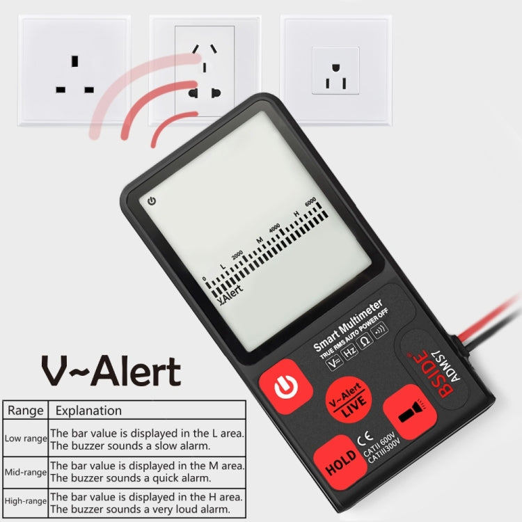 BSIDE ADMS7 Intelligent Fully Automatic No Shifting Ultra-thin Digital Multimeter with Large Display Screen