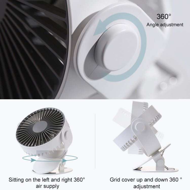 Multi-function Adjustable USB Charging Desktop Clip Electric Fan, Support 3 Speed Control (White)