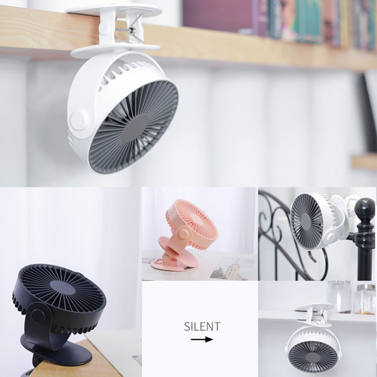 Multi-function Adjustable USB Charging Desktop Clip Electric Fan, Support 3 Speed Control (White)