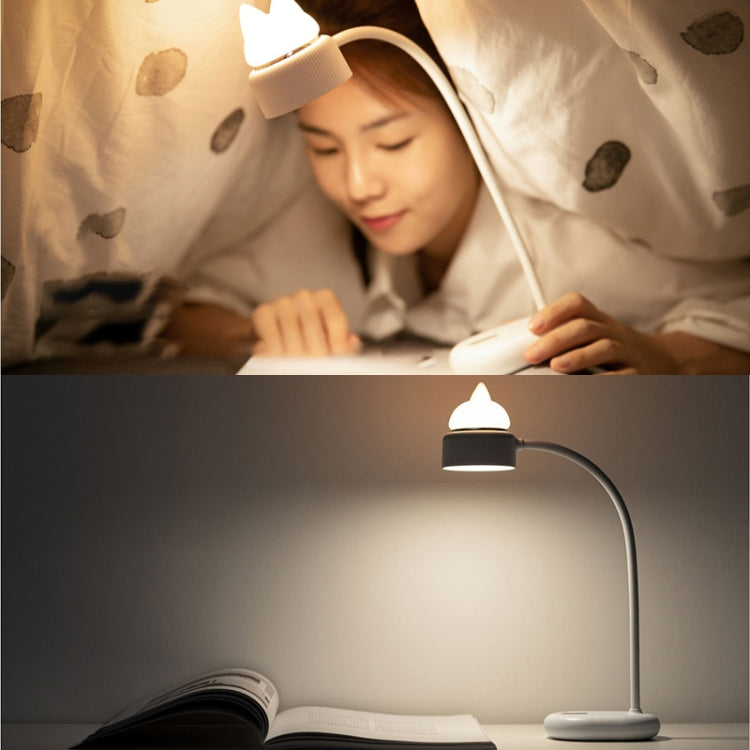 Cat Shape Double Light Source Design LED Desk Night Lamp, Support 3 Brightness Control (Green)