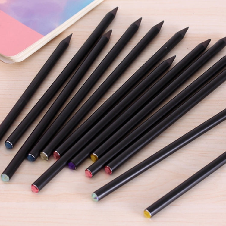6 PCS / Box HB DIY Black Wood Pencil Diamond Series Standard  Pencil Drawing Painting Supplies,Random Color Delivery