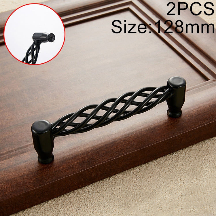 2 PCS 6101-128 Classic Birdcage Shape Iron Cabinet Wardrobe Drawer Door Handle, Hole Spacing: 128mm (Matte Black)