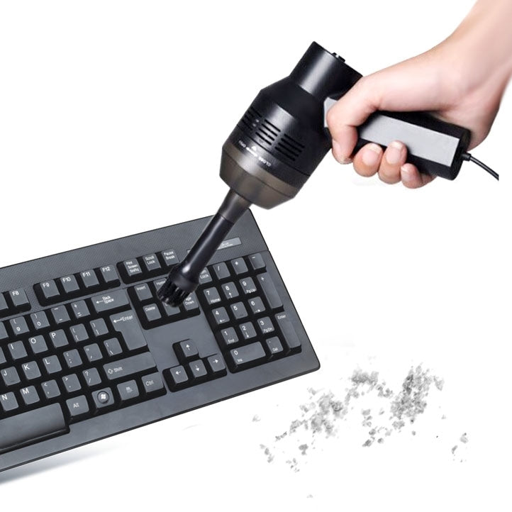 HK-6019A 3.5W Portable USB Powerful Suction Cleaner Computer Keyboard Brush Nozzle Dust Collector Handheld Sucker Clean Kit for Cleaning Laptop PC / Pets, USB Cable Length: 1.8m, DC 5V(Black)