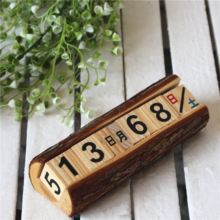 2 PCS Creative Wooden Cubes Perpetual Calendar Desk Decorations, Size: 16*6*5cm