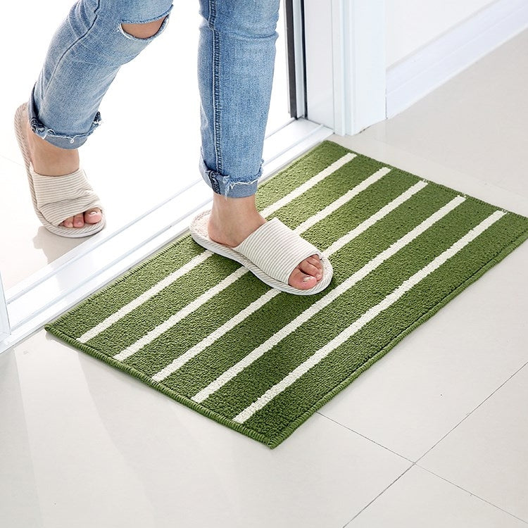 Striped Non Slip Shaggy Soft Water Absorption Bedroom Bathroom Carpet Mat, Size: 43*65cm