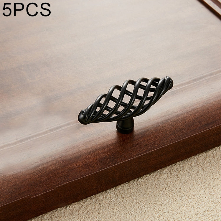 5 PCS 6103 Single Hole Classic Birdcage Shape Iron Cabinet Wardrobe Drawer Door Handle (Matte Black)