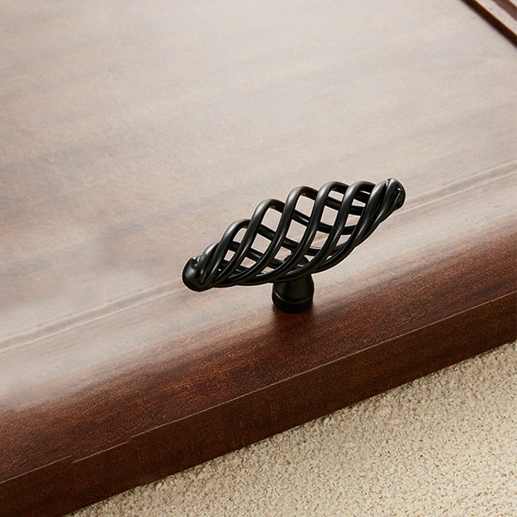 5 PCS 6103 Single Hole Classic Birdcage Shape Iron Cabinet Wardrobe Drawer Door Handle (Matte Black)