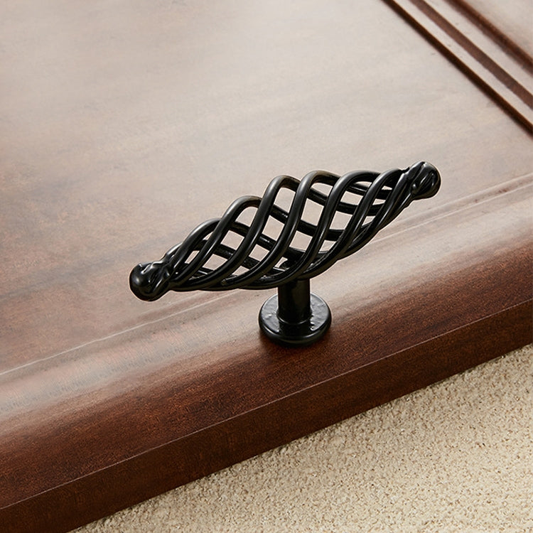 5 PCS 6105 Single Hole Classic Birdcage Shape Iron Cabinet Wardrobe Drawer Door Handle (Matte Black)