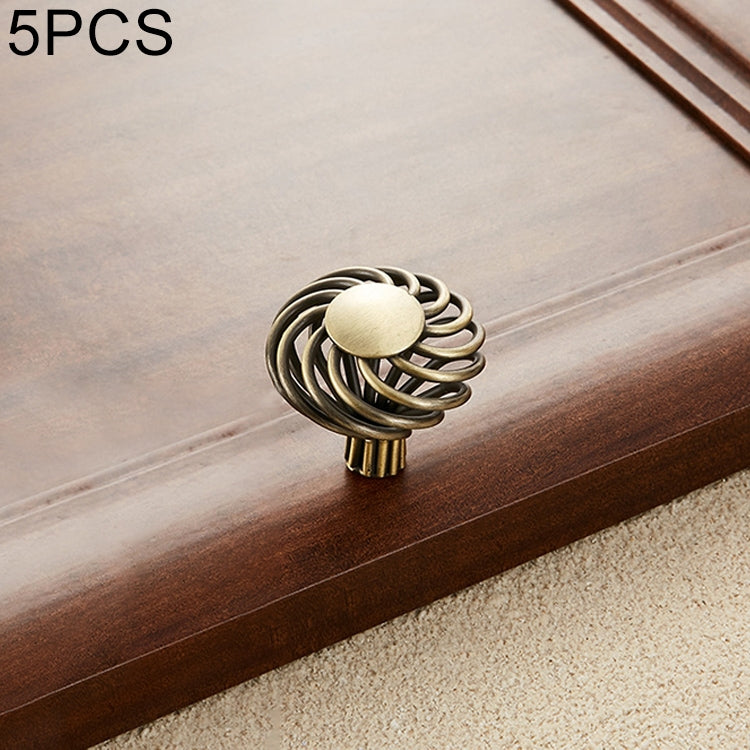 5 PCS 6109 Single Hole Classic Birdcage Shape Iron Cabinet Wardrobe Drawer Door Handle (Bronze)