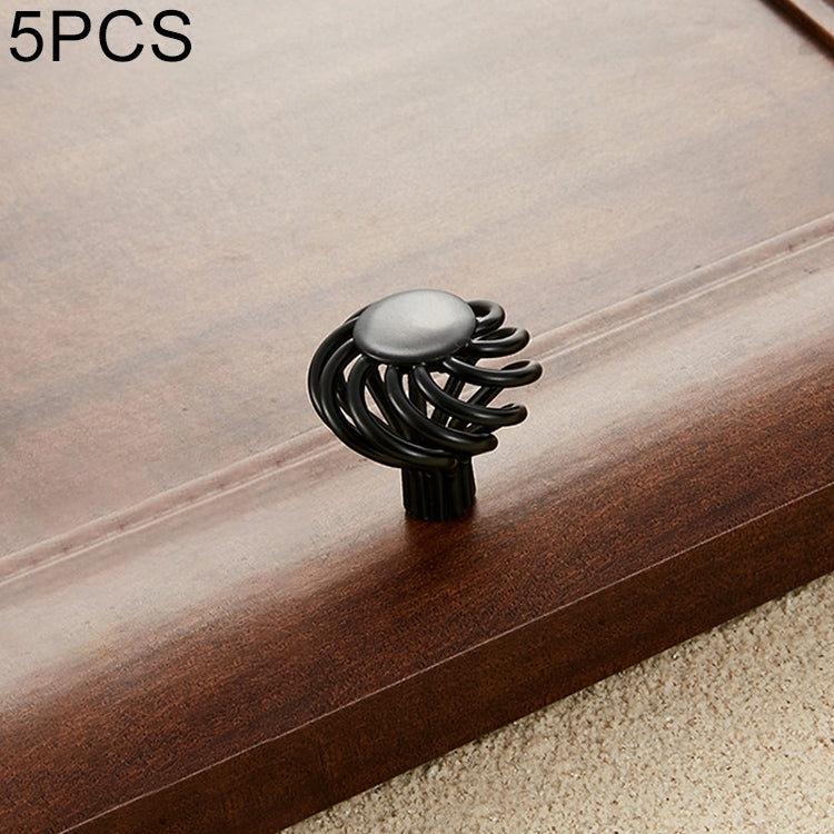 5 PCS 6109 Single Hole Classic Birdcage Shape Iron Cabinet Wardrobe Drawer Door Handle (Matte Black)