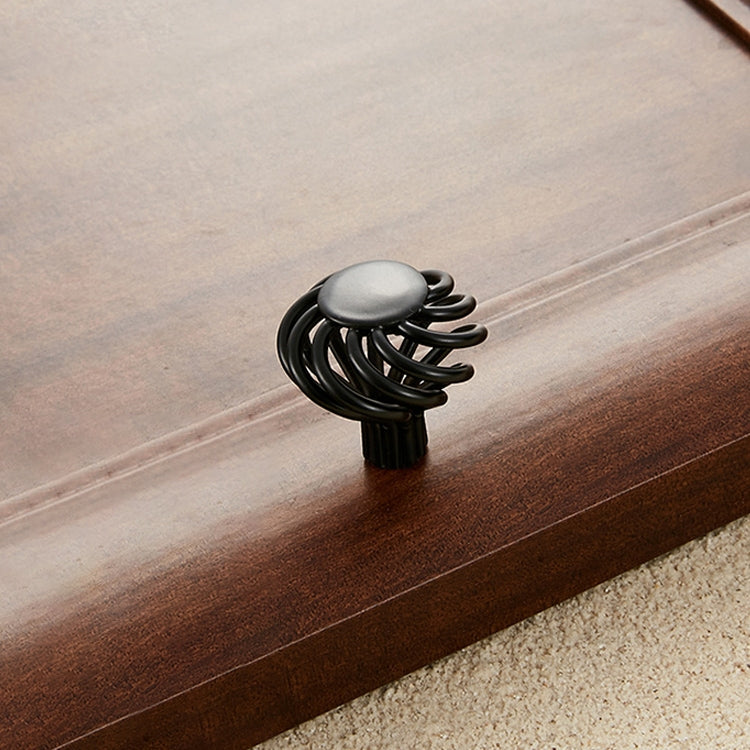 5 PCS 6109 Single Hole Classic Birdcage Shape Iron Cabinet Wardrobe Drawer Door Handle (Matte Black)