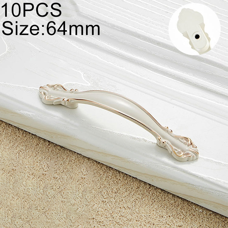 10 PCS 6032A-64 Ivory Zinc Alloy Gold Rimmed Cabinet Wardrobe Drawer Door Handle, Hole Spacing: 64mm