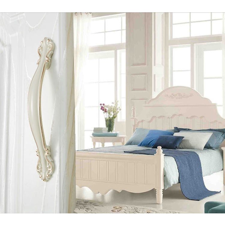 5 PCS 6032A-96 Ivory Zinc Alloy Gold Rimmed Cabinet Wardrobe Drawer Door Handle, Hole Spacing: 96mm