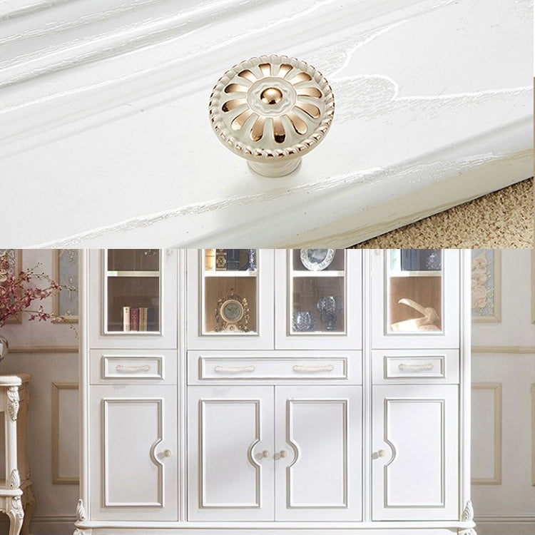 5 PCS 6041-Large Ivory Zinc Alloy Gold Rimmed Cabinet Wardrobe Drawer Door Round Handle