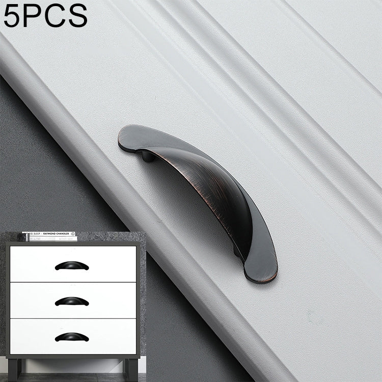 5 PCS 6610-64 Blackening Red Bronze Half-moon Shape Zinc Alloy Cabinet Drawer Handle, Hole Spacing: 64mm