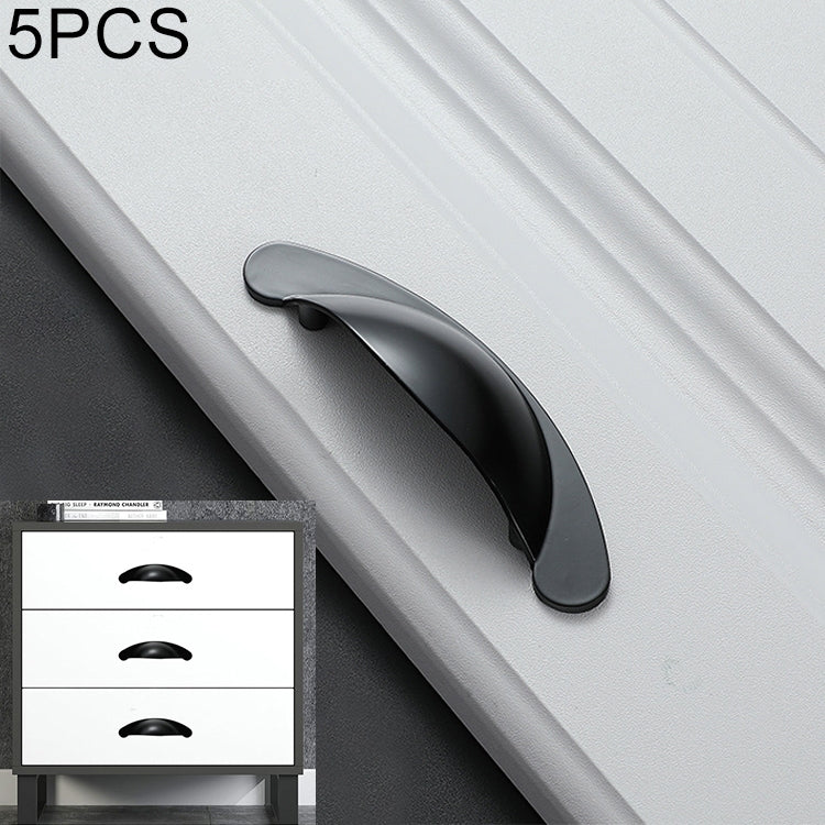 5 PCS 6610-64 Matte Black Half-moon Shape Zinc Alloy Cabinet Drawer Handle, Hole Spacing: 64mm