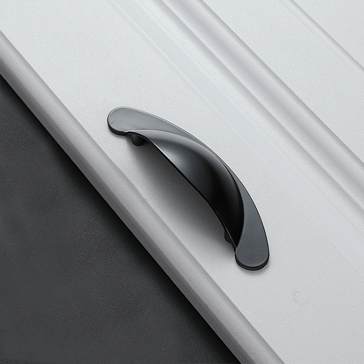 5 PCS 6610-64 Matte Black Half-moon Shape Zinc Alloy Cabinet Drawer Handle, Hole Spacing: 64mm